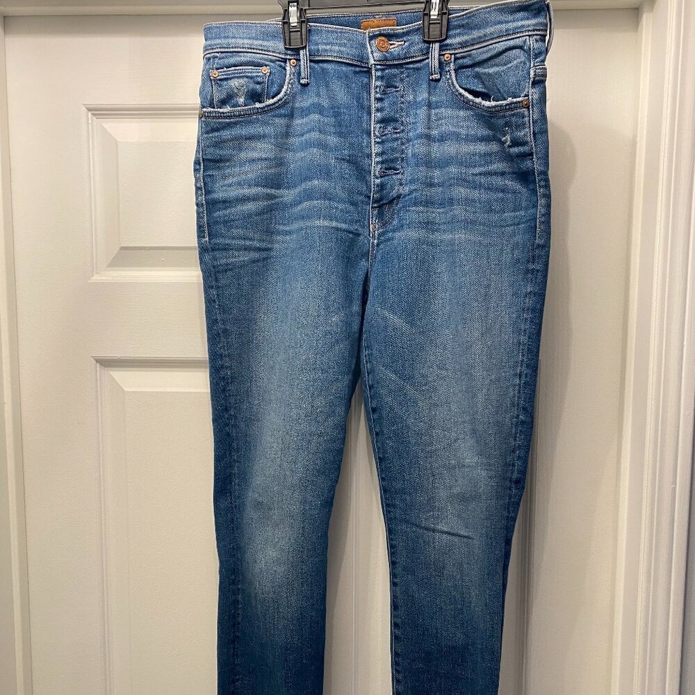 MOTHER Women’s Skinny Jeans in Medium Blue Wash